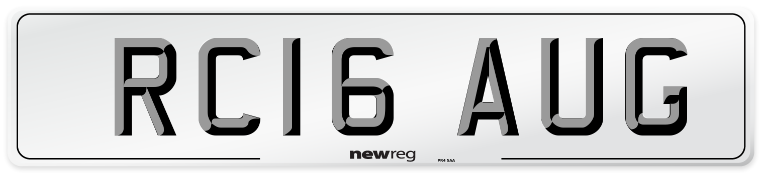 RC16 AUG Number Plate from New Reg